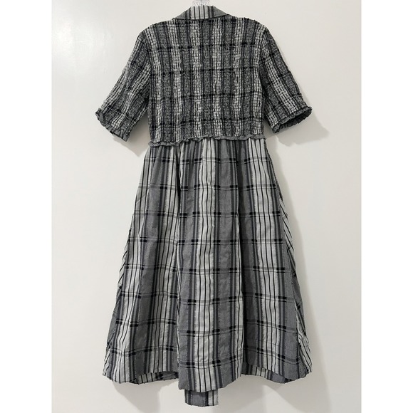 Maeve Plaid Smocked Button Front Midi Dress Women's Size SP - Picture 4 of 9